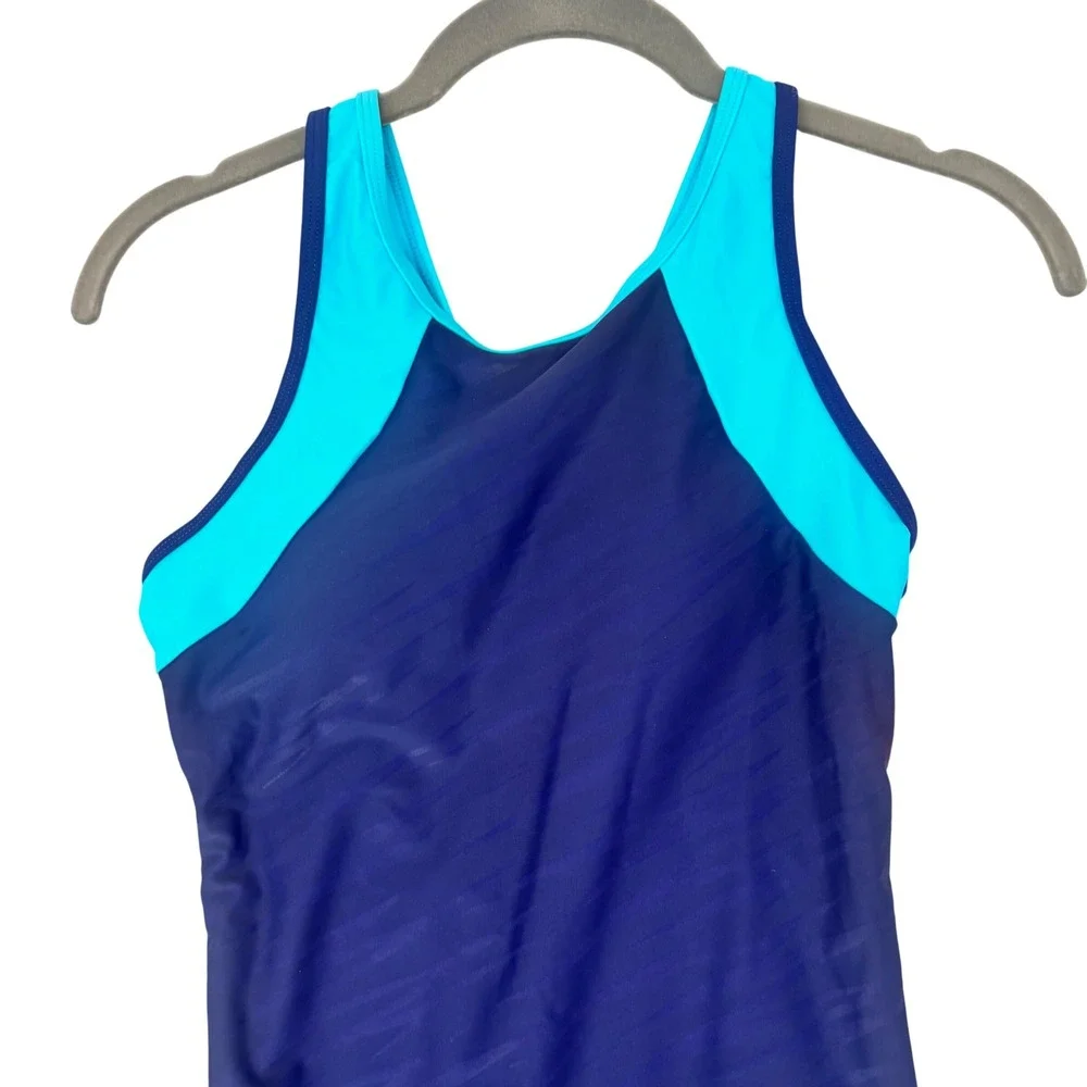 New Girls 14 Navy Blue Boyleg One Piece Swimsuit UPF 50+ Sun Protection